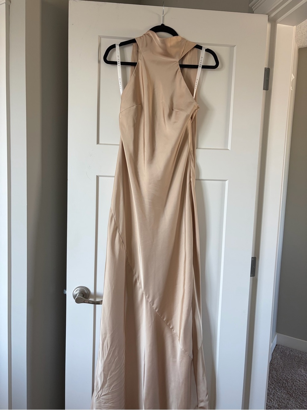 Azazie Sleeveless High-Neck Cream Maxi Gown